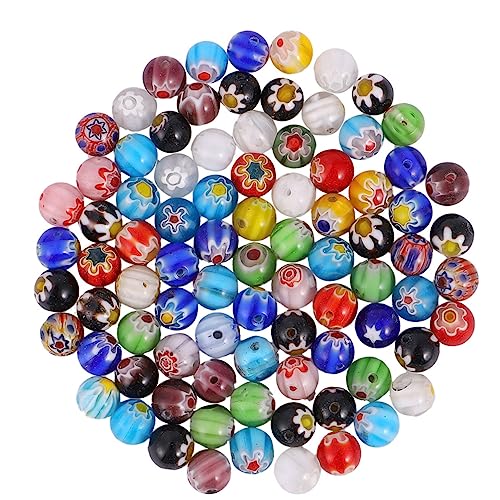 DOITOOL 100 Stück Bunte Glasperlen Rund zum Auffädeln DIY Schmuckperlen für Armbänder und Halsketten Vielseitige Lose Perlen für Basteln von DOITOOL