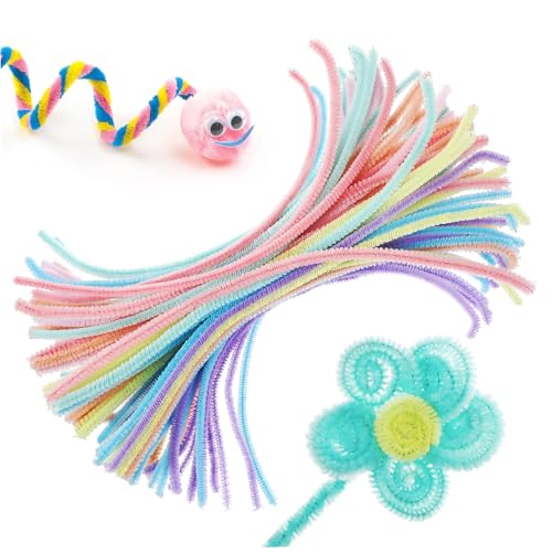 DOITOOL 100 Stück Chenille Stiele Macaron Farben Biegsame Flauschige Bastelstäbe Gedrehte Sticks Für Kreative DIY Projekte Erwachsene von DOITOOL