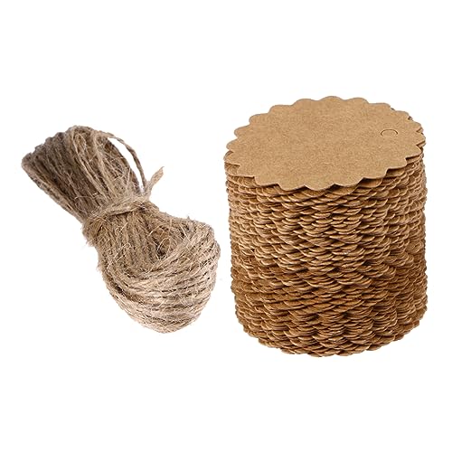 DOITOOL 100 Stück Diy Papieranhänger Bastelpapier Gepäck Dickes Seil Juteseil Etikettenetikett Aus Papier Leere Papieretiketten Bastel-tags Braunes Etikett Rund Karte Und Schnur Groß von DOITOOL