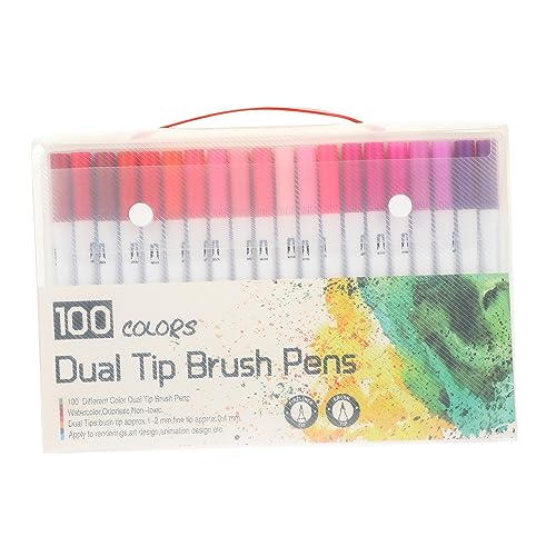 DOITOOL 100 Stück Doppelseitige Pinselstifte für Ausmalbücher Spitze und Pinselspitze für Kunstprojekte Journaling und Planungen Farbige Filzstifte für Erwachsene von DOITOOL