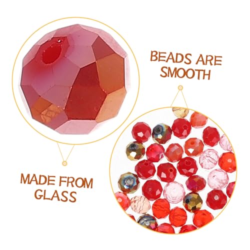 DOITOOL 100 Stück Facettierte Glasperlen Rot DIY Schmuckperlen für Armbänder Charm Halsketten Basteln Zubehör für Handgemachte Schmuckstücke von DOITOOL