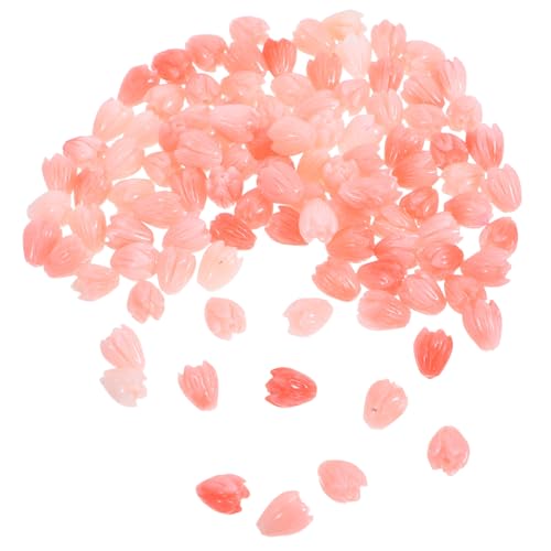 DOITOOL 100 Stück Geschnitzte Jasmin Blüten Perlen Synthetische Korallen Spacer für Schmuckherstellung Leicht Rosa für DIY Halsketten Armbänder Hochzeitsschmuck und Bastelprojekte von DOITOOL