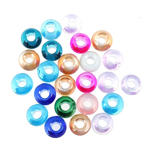 DOITOOL 100 Stück Glasperlen mit Großem Loch Bunte Kristallperlen für Diy Schmuckherstellung Armbänder und Bastelprojekte Runde Glasperlen Mischfarben von DOITOOL