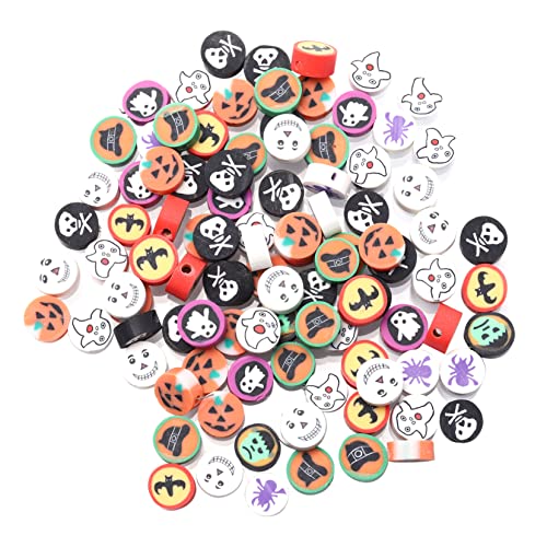 DOITOOL 100 Stück Halloween Perlen DIY Schmuck Zubehör Polymer Clay Beads für Armbänder und Bastelmaterialien für Halloween Partys von DOITOOL