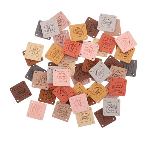 DOITOOL 100 Stück Handmade Stoffetiketten Bunte Weiche Atmungsaktive Labels für Kleidung Mützen Stricksachen Präzise Handgefertigt zum Annähen und Personalisieren von DOITOOL