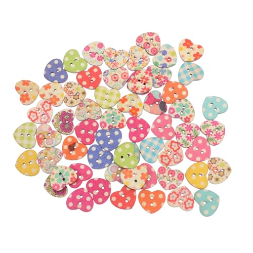 DOITOOL 100 Stück Herz Holzknöpfe Bunte Herzförmige Diy Knöpfe Holz für Nähen Scrapbooking Kartenmachen und Bekleidungsdekoration von DOITOOL
