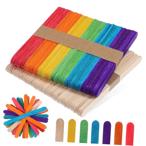 DOITOOL 100 Stück Holzstäbchen Natur und Farbig Glatte Bastelhölzer zum Bemalen DIY Holzstab für Kreative Handwerksprojekte Kunst Dekoration von DOITOOL