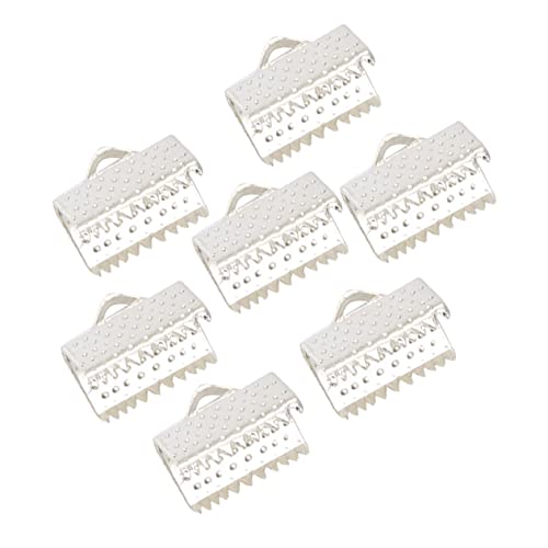 DOITOOL 100 Stück Mazi-Schnallen Schnur endet Crimpverbinder Kordelenden für die Schmuckherstellung Schmuckset Silber klemmzange bastelzeug Reißverschlussclips Verschlussverschlüsse Silver von DOITOOL