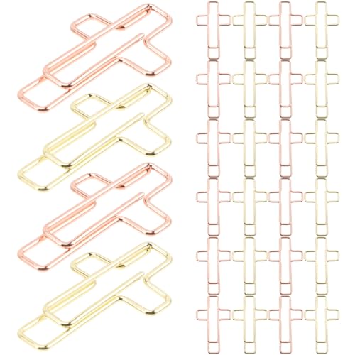 DOITOOL 100 Stück Metall Büroklammern Kreuzförmig Roségold und Gold Kreative Kleine Papierclips für Büro Schule und Organisation Stabile Leichte und Dekorative Büroklammern für Dokumente von DOITOOL