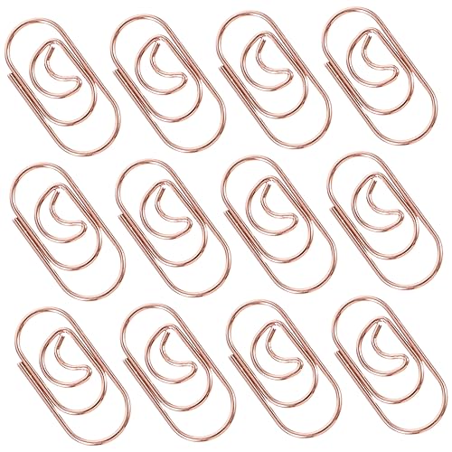 DOITOOL 100 Stück Mini Mond Papierklammern Pack Metall Dokumentenfixierungs Clips Roségold Dekorative Büroklammern für Notizen Memos Fotos und von DOITOOL