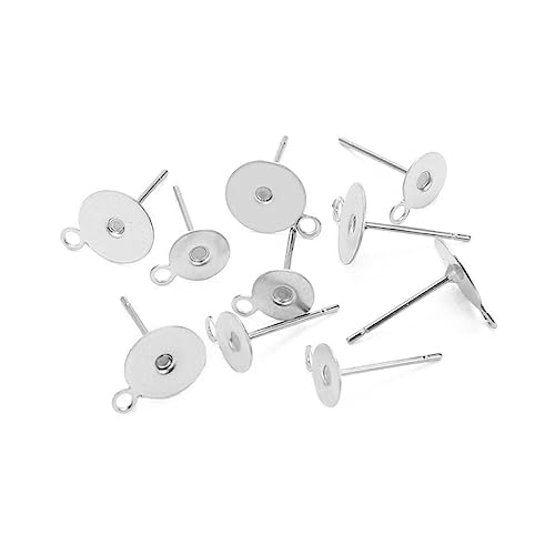 DOITOOL 100 Stück Ohrstecker Silber Flache Basis mit Schlaufe Leicht DIY Ohrring Rohlinge für Anhänger Schmuckherstellung Ersatz für Ohrstecker Zubehör von DOITOOL
