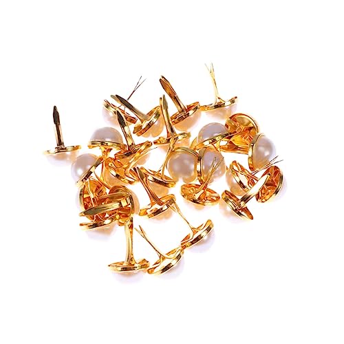DOITOOL 100 Stück Perlen Brads Goldene Metall Klammern für Scrapbooking Basteln und Weihnachtsdekoration Dekorative Fastener für DIY Projekte von DOITOOL
