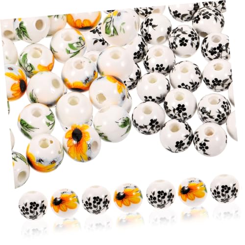 DOITOOL 100 Stück Perlen mit Sonnenblumenmuster Diy Spacer Beads für Schmuckherstellung für Armbänder und Dekorationen pro Packung von DOITOOL