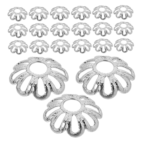 DOITOOL 100 Stück Perlenblumen-Hutzubehör Schmuckzubehör Endkappen für Schmuck Schmuckkomponenten Blumenperlenkappen aus Kunstharz Perlenkappe aus Edelstahl Edelstahlperlen Kupfer Silber von DOITOOL