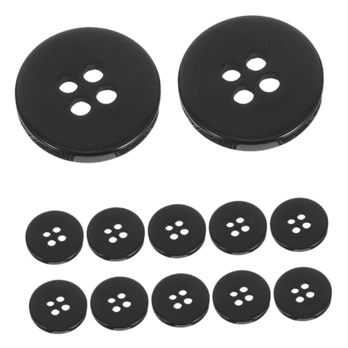 DOITOOL 100 Stück Resin Knöpfe Rund Schwarz Nähknöpfe Breiter Rand Vielseitig Für DIY Kleidung Hemden Anzüge Zubehör von DOITOOL
