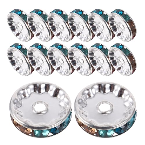 DOITOOL 100 Stück Rondelle-Abstandsperlen zur Schmuckherstellung, 12 mm, Strass-Kristallperlen, Abstandshalter für Armbänder, Stifte, DIY-Handwerk von DOITOOL
