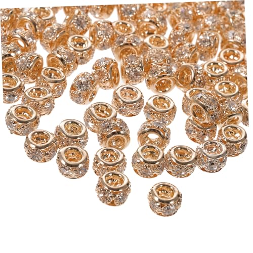 DOITOOL 100 Stück Rondelle Spacer Beads mit Strasssteinen Metallperlen für Diy Schmuckherstellung für Armbänder und Bastelprojekte Leicht und Tragbar von DOITOOL