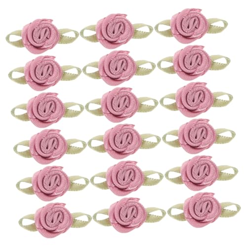 DOITOOL 100 Stück Satin-rosen mit Blättern Stoffapplikationen für DIY Basteln Hochzeitsdekoration Nähzubehör Romantische Blumen für Geschenkverpackungen und Bastelprojekte von DOITOOL