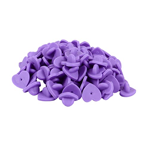 DOITOOL 100 Stück Schmetterlingshut Werkzeug Brustnadelrücken Broschennadel Hinten Herzförmige Broschenbasen Abzeichen Rückseitige Schließe Revers Basis Brosche Zurück Stift Gummi Violett von DOITOOL