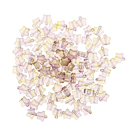 DOITOOL 100 Stück Sternenform Glasperlen Diy Bastelzubehör für Armbänder und Schmuckherstellung Matten Goldfolie für Kreative Projekte von DOITOOL