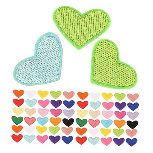 DOITOOL 100 Stück Teiliges Herz Stickerei Applikationen zum Aufnähen und Aufbügeln Bunte DIY Patches für Kleidung Jacken Rucksäcke Schuhe Stabile Reparatur Dekorationsflicken von DOITOOL