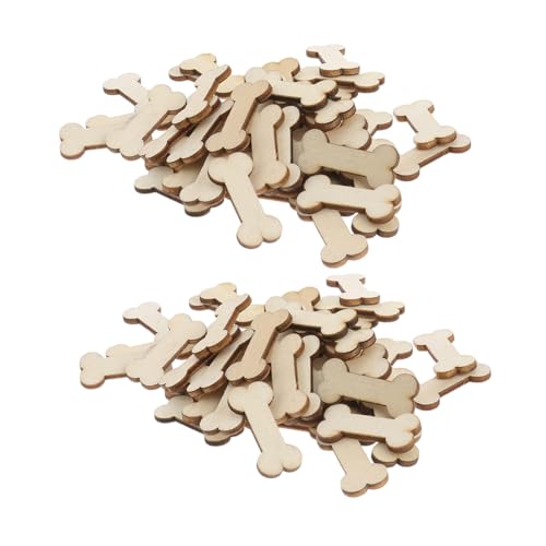 DOITOOL 100 Stück Teiliges Holz Hundeknochen Deko Unbehandelte Rohlinge Beige Für DIY Projekte Hochzeitsschmuck Scrapbooking Haustier Wanddeko von DOITOOL