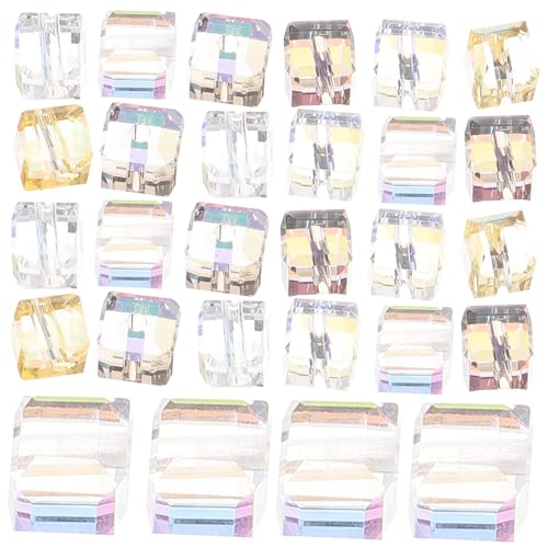 DOITOOL 100 Stück Teiliges Kleine Quadratische Glasperlen für DIY Armbänder und Halsketten Facettierte Würfelperlen mit Glatter Oberfläche Bunte Glasabstandshalter für Schmuckherstellung von DOITOOL