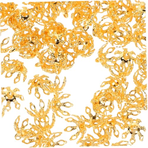DOITOOL 100 Stück Vergoldete Blumenperlenkappen Schmuck Spacer Beads Caps für DIY Schmuckherstellung Armband Halskette Anhänger Zubehör Vielseitige Perlenkappen für Kreative von DOITOOL