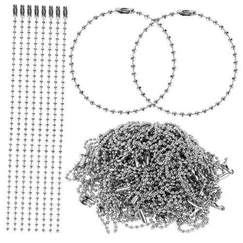 DOITOOL 100 Stück Verstellbare Metallperlenkette Aus Stahl Lanyard Farbig Haken Schlüsselanhängerkugeln Ball Silber Bälle Schlüsselanhänger Stichworte Ringe Kugelkette Silver von DOITOOL