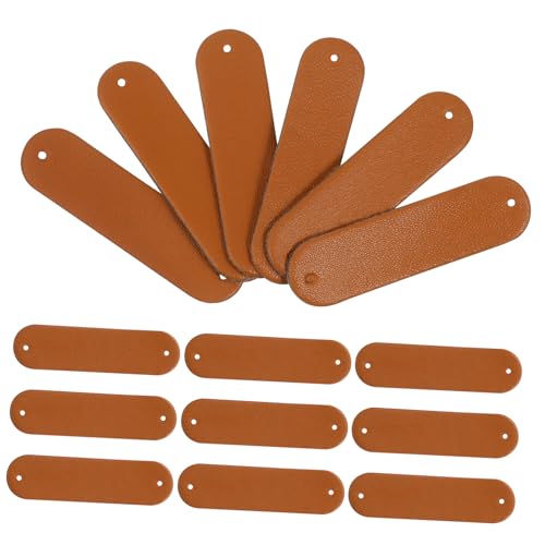 DOITOOL 100 Stück leeres lederetikett Namensschilder für Kleidung Gravieren gemacht Lederetiketten für handgefertigte Artikel Kleidungsanhänger aus Leder Kunstleder Brown von DOITOOL