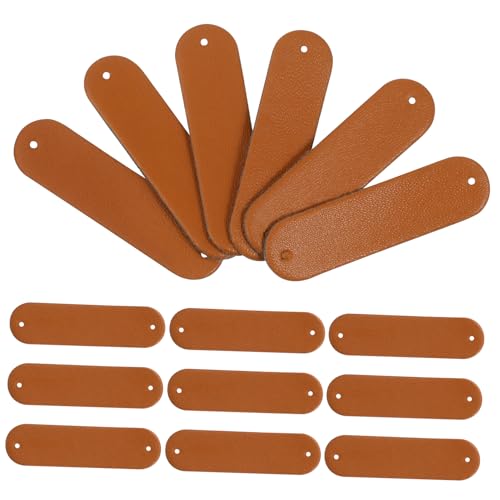 DOITOOL 100 Stück leeres lederetikett handgefertigte Etiketten Tags Etiketten mit Löchern handmade label handgemacht label Kleidungsanhänger aus Leder leere Lederanhänger für Hüte Brown von DOITOOL