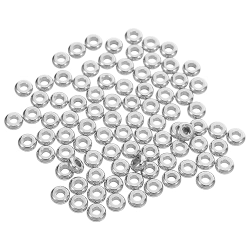 DOITOOL 100 Stück versilberte lose Abstandsperlen für die Herstellung von DIY-Schmuck, flache runde Rondellperlen aus Edelstahl für Halsketten, Armbänder und Ohrringe DOITOOL 100 Stück versilberte lose Abstandsperlen für die Herstellung von DIY-Schmuck, flache runde Rondellperlen aus Edelstahl für Halsketten, Armbänder und Ohrringe von DOITOOL