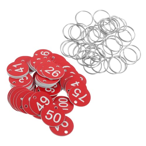 DOITOOL 100 Stücke Digitale Label Tag Schild Identifikation Nummer Etiketten Anzahl Keychain Abs Rot von DOITOOL