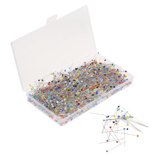 DOITOOL 1000 Stück Bunte Glaskopf Stecknadeln Lange Stabile Nähnadeln für Präzises Quilten DIY Stofffixierung Robustes Stahlmaterial für Schneiderei und Handarbeiten von DOITOOL