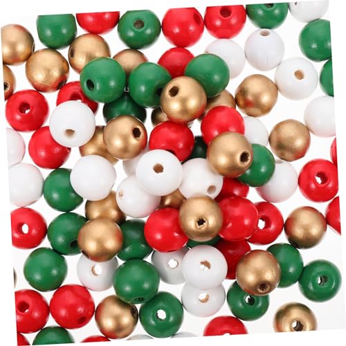 DOITOOL 100Stücke Holzperlen DIY Perlen für Armbänder und Weihnachtsdeko Bunte Holzperlen für Handwerksprojekte Langlebig und Vielseitig von DOITOOL