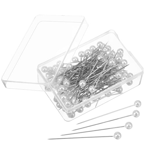 DOITOOL 100Stücke Perlenkopf Nähnadeln Perlweiß Hochtemperaturbeständige Stecknadeln für DIY Nähprojekte und Dekorationen für Handarbeiten und Bastelideen von DOITOOL