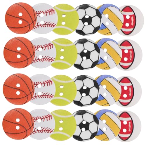 DOITOOL 100Stücke Sport Holzknöpfe Fußball Basketball Tennis Knöpfe für Bastelprojekte Nähzubehör Einzigartige Designs für Heimwerker von DOITOOL