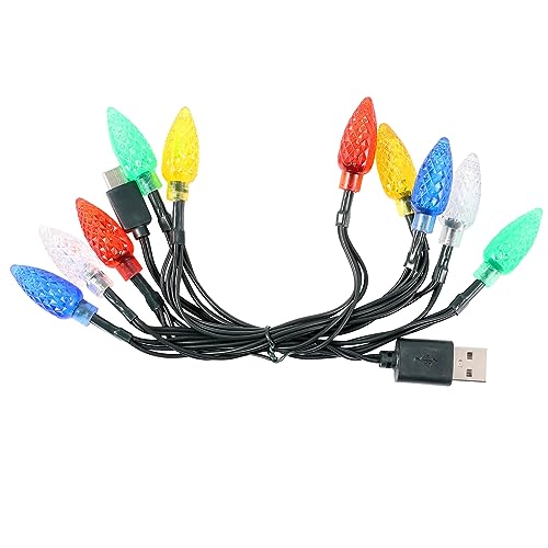 DOITOOL 108cm USB Ladekabel, 1 Stück Lichterkette Datenkabel Ladegerät, 3 V Lichtladekabel Multi-telefon-Ladegerät Weihnachtslichter, USB-Glühbirne Für Auto 10 LED-Lichterkette von DOITOOL