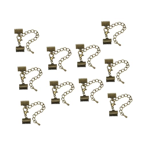 DOITOOL 10Stücke DIY Charme Schnalle Kordelenden Plattierte Bandenden Verschlüsse Für Schmuckherstellung Für Lederband Kunsthandwerk Und Heimwerken Bronze Kette von DOITOOL