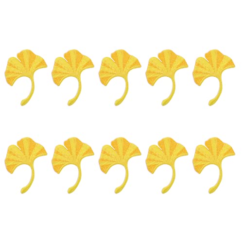 DOITOOL 10Stücke Ginkgo Blattform Aufnäher Selbstklebende Patches für DIY Kleidung Kreative Reparatur und Dekoration für Jeans Taschen Hüte und Mehr von DOITOOL