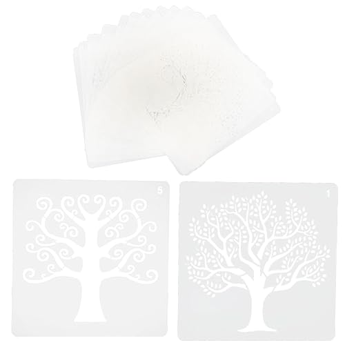 DOITOOL 12 Blatt Lebensbaum-vorlage Blattschablone Schablonenmuster Baum Des Lebens Schablone Malvorlagen Zeichnungsschablonen Für Ausgehöhlte Bäume Schablone Zeichnen Das Haustier Weiß von DOITOOL