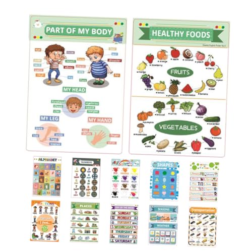 DOITOOL 12 Blatt Plakat Für Haushaltskinder Lehrreich Alphabet-poster Bildungsplakate Kindergarten Liefert Materialien Lernen Klassenzimmer Vorschuldekor Weißer Karton von DOITOOL
