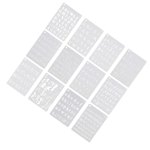 DOITOOL 12 Blatt Teiliges Wiederverwendbares Schablonen mit Buchstaben und Zahlen Malvorlagen für DIY Zeichenvorlagen Glatte Kanten Einfach zu Reinigen für Bastelprojekte und Scrapbooking von DOITOOL