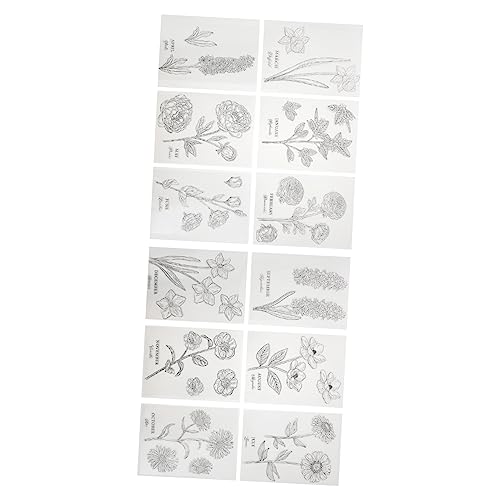 DOITOOL 12 Blatt Transparente Blumenblätter Stempel für Diy Scrapbooking Kreative Stempel für Alben und Handgemachte Karten Verschiedene Muster Langlebig und Vielseitig Einsetzbar von DOITOOL