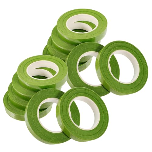 DOITOOL 12 Rollen Blumenband verpackungen packwürfel rätsche wickeltischaufsatz Party dekoratives Klebeband Bänder blumenstecker Blumenwickelband Blumenstrauß Stielwickel Papier Green von DOITOOL
