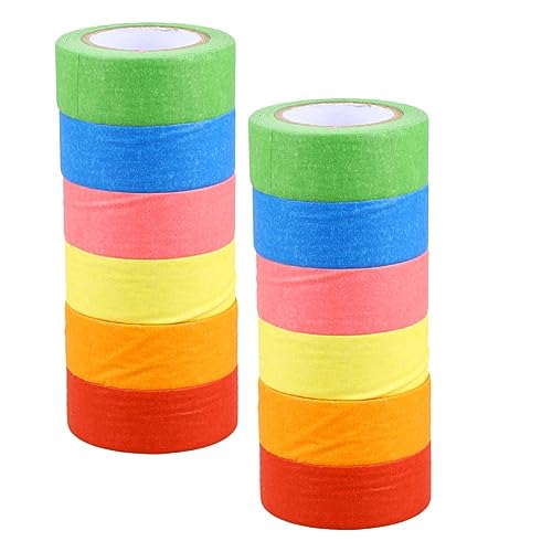 DOITOOL 12 Rollen Bunte Maskierbänder Klebeband für Diy Kunstprojekte Einfach Abziehbar und Repositionierbar für Bastelarbeiten und Fahrzeugschutz von DOITOOL
