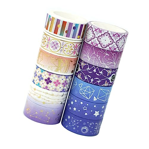 DOITOOL 12 Rollen Diy Washi Klebeband Set Lila Sternenhimmel und Gold Silber Foil Dekorative Papierbänder für Notizbücher Scrapbooking und Kreative Bastelprojekte von DOITOOL