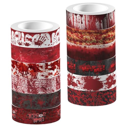 DOITOOL 12 Rollen Halloween-Banddekorationen Urlaub Halloween-Dekorationen zerreißen sehr Netz halloween dekorative bänder Rot Halloween-Handwerk blutiges Washi Tape Papier DOITOOL 12 Rollen Halloween-Banddekorationen Urlaub Halloween-Dekorationen zerreißen sehr Netz halloween dekorative bänder Rot Halloween-Handwerk blutiges Washi Tape Papier von DOITOOL
