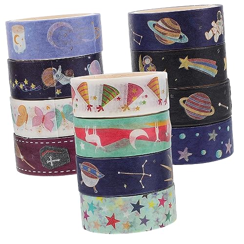 DOITOOL 12 Rollen Leuchtende Washi Tape Sternenhimmel Klebeband für Diy Handbücher Scrapbooking und Planer Dekorative Bastelmaterialien für Kreative Projekte von DOITOOL