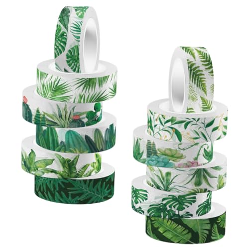 DOITOOL 12 Rollen Pflanzen Washi Tape Dekorative DIY Klebebänder für Scrapbooking Journaling und Bastelprojekte für Gestaltung ohne Rückstände von DOITOOL